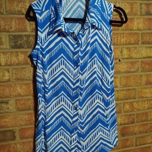 🥀Susan Graver Sleevless Button Up